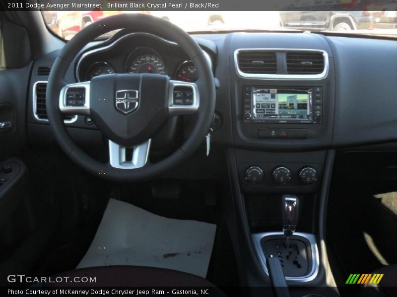 Brilliant Black Crystal Pearl / Black/Red 2011 Dodge Avenger Mainstreet