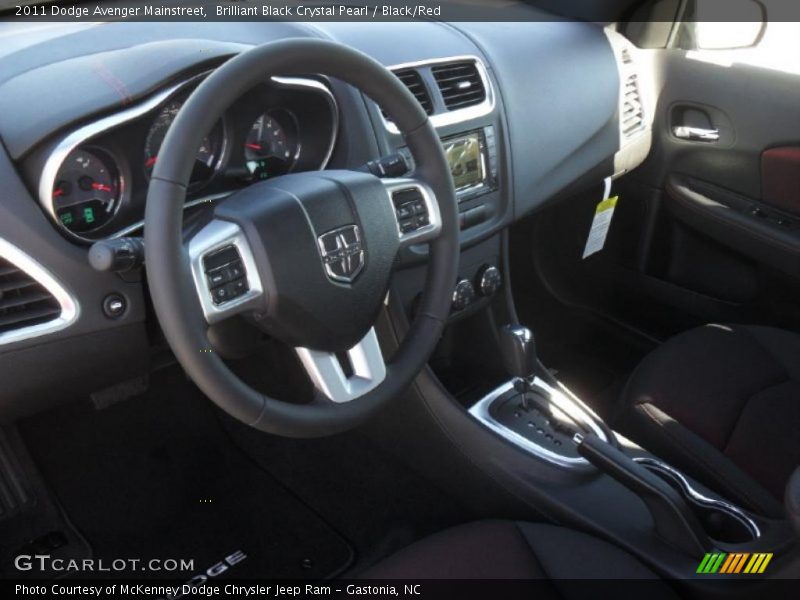 Brilliant Black Crystal Pearl / Black/Red 2011 Dodge Avenger Mainstreet