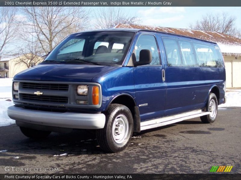 Indigo Blue Metallic / Medium Gray 2001 Chevrolet Express 3500 LS Extended Passenger Van