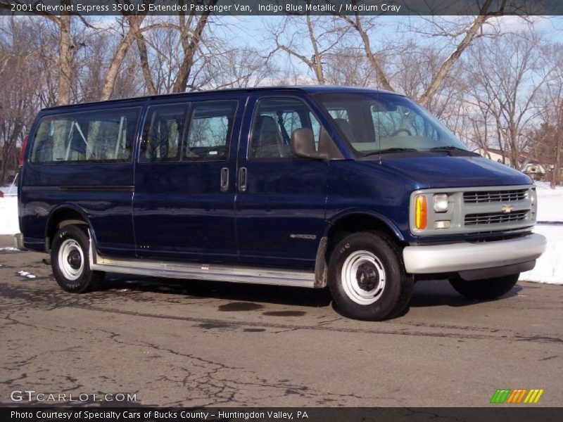 Indigo Blue Metallic / Medium Gray 2001 Chevrolet Express 3500 LS Extended Passenger Van