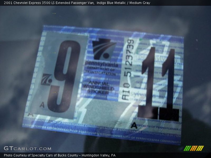 Indigo Blue Metallic / Medium Gray 2001 Chevrolet Express 3500 LS Extended Passenger Van