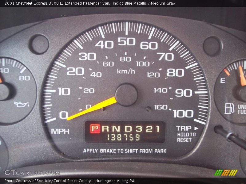 Indigo Blue Metallic / Medium Gray 2001 Chevrolet Express 3500 LS Extended Passenger Van