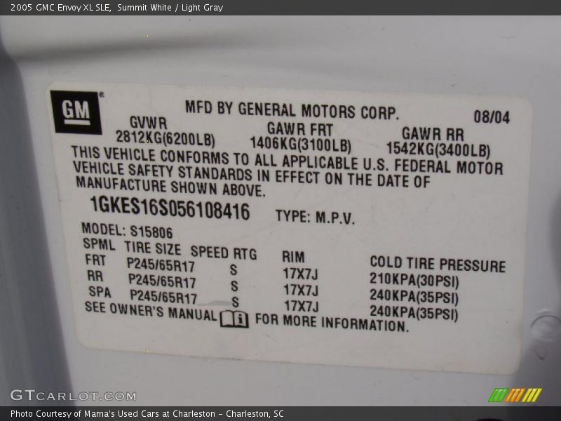Summit White / Light Gray 2005 GMC Envoy XL SLE