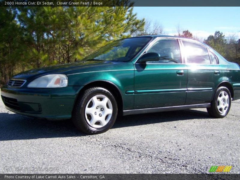 Clover Green Pearl / Beige 2000 Honda Civic EX Sedan