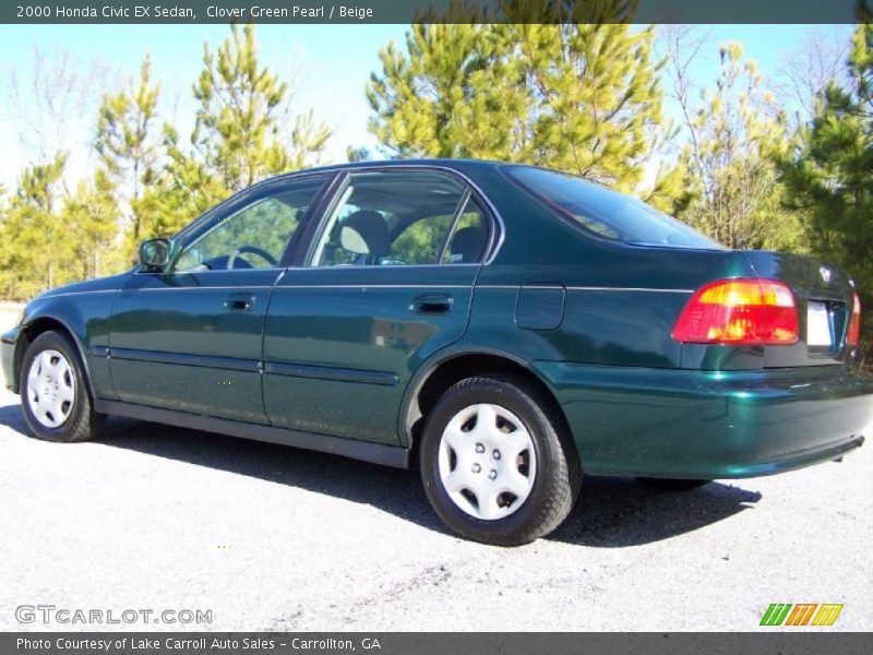 Clover Green Pearl / Beige 2000 Honda Civic EX Sedan