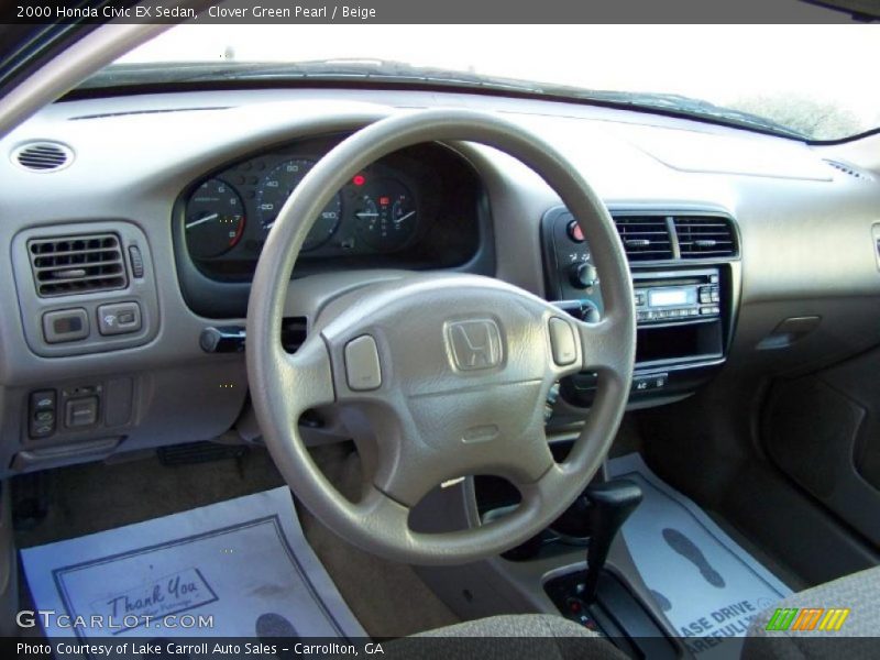 Clover Green Pearl / Beige 2000 Honda Civic EX Sedan