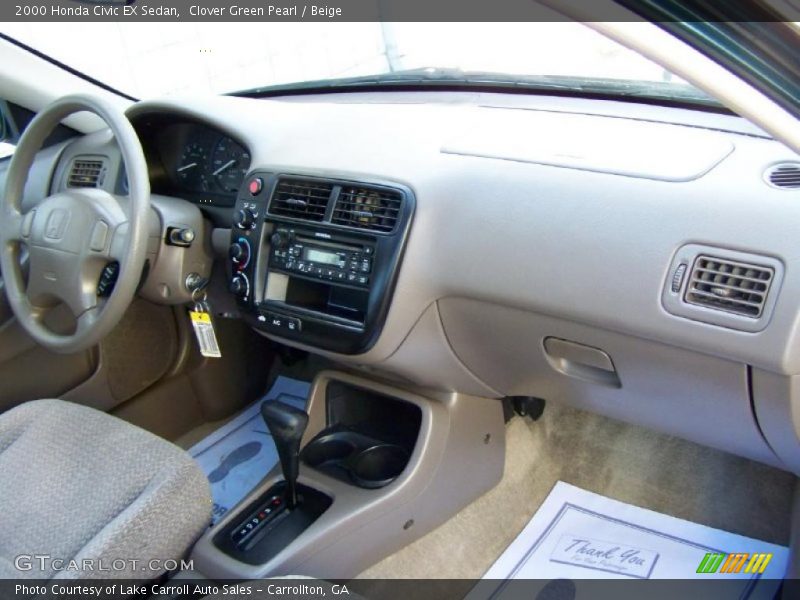 Clover Green Pearl / Beige 2000 Honda Civic EX Sedan