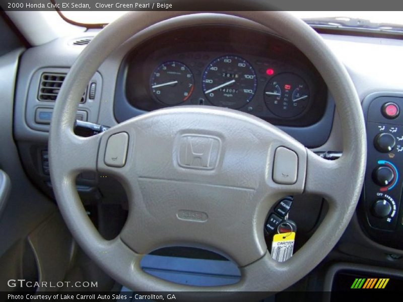 Clover Green Pearl / Beige 2000 Honda Civic EX Sedan