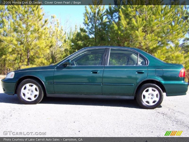 Clover Green Pearl / Beige 2000 Honda Civic EX Sedan