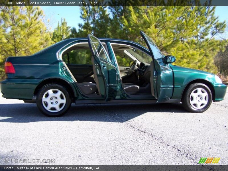Clover Green Pearl / Beige 2000 Honda Civic EX Sedan