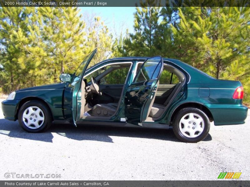 Clover Green Pearl / Beige 2000 Honda Civic EX Sedan
