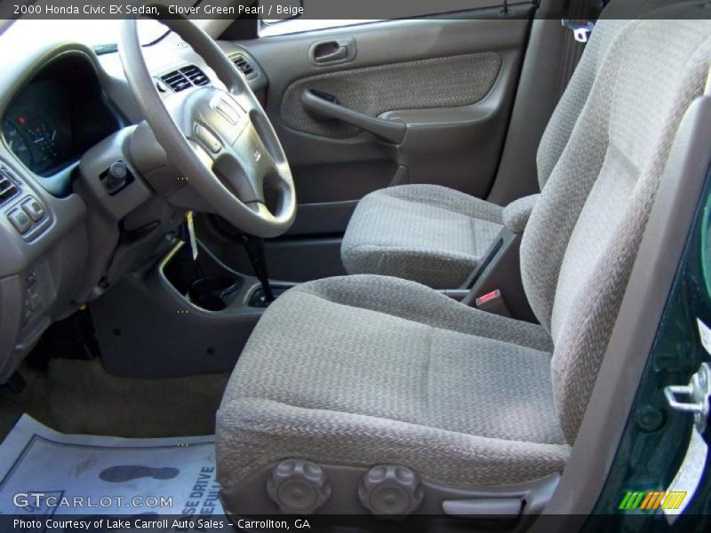 Clover Green Pearl / Beige 2000 Honda Civic EX Sedan