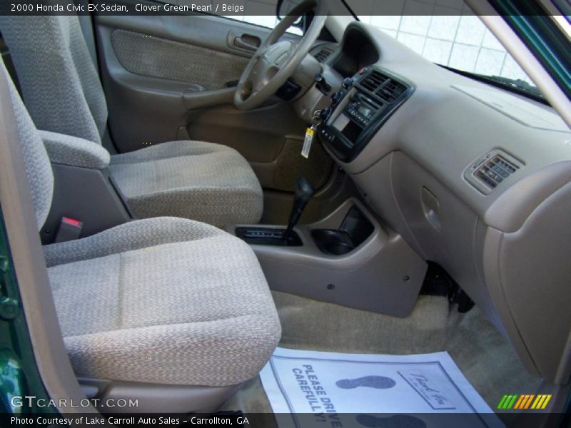 Clover Green Pearl / Beige 2000 Honda Civic EX Sedan