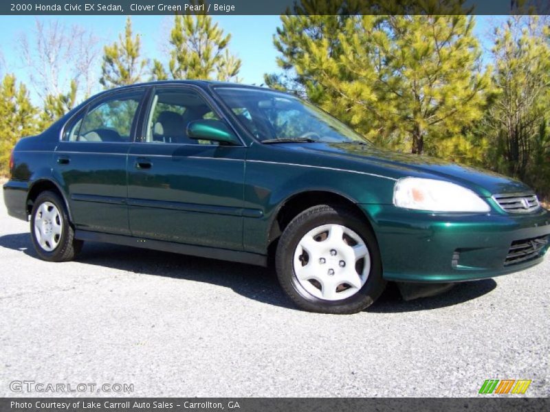 Clover Green Pearl / Beige 2000 Honda Civic EX Sedan