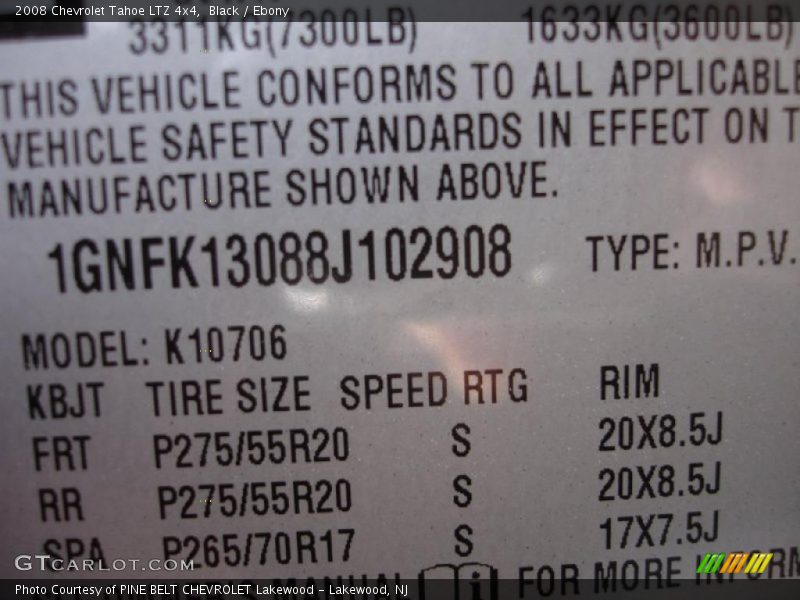 Black / Ebony 2008 Chevrolet Tahoe LTZ 4x4
