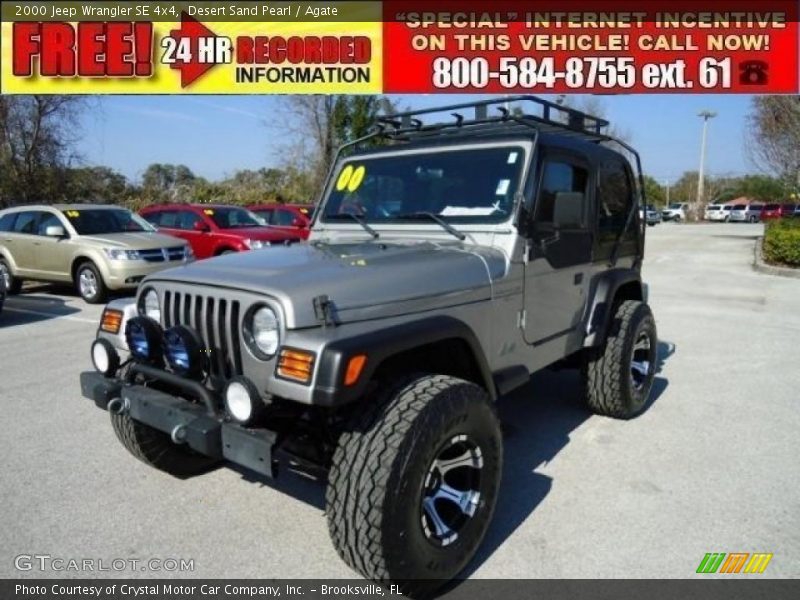 Desert Sand Pearl / Agate 2000 Jeep Wrangler SE 4x4