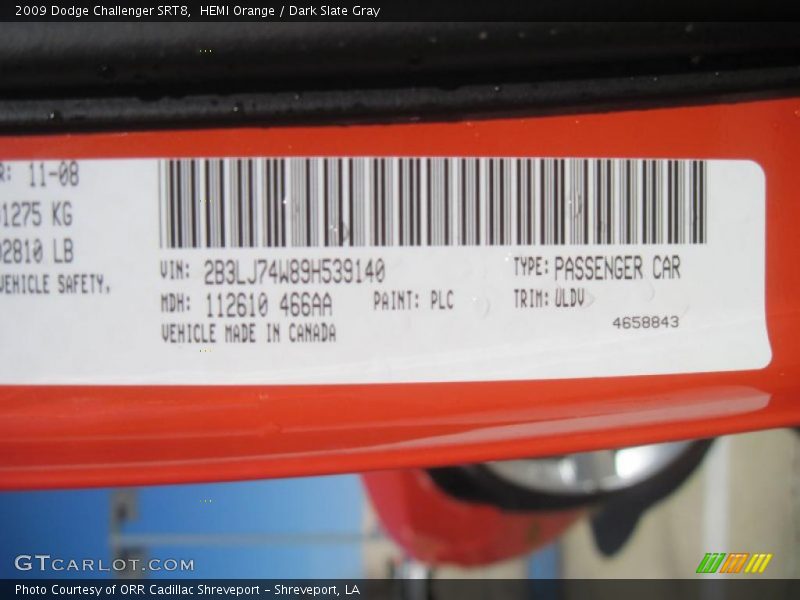 HEMI Orange / Dark Slate Gray 2009 Dodge Challenger SRT8
