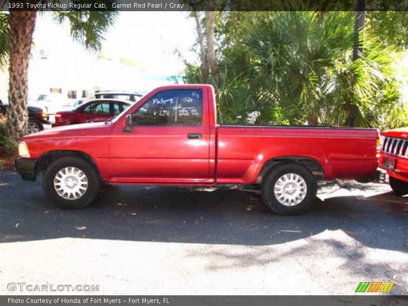 Garnet Red Pearl / Gray 1993 Toyota Pickup Regular Cab