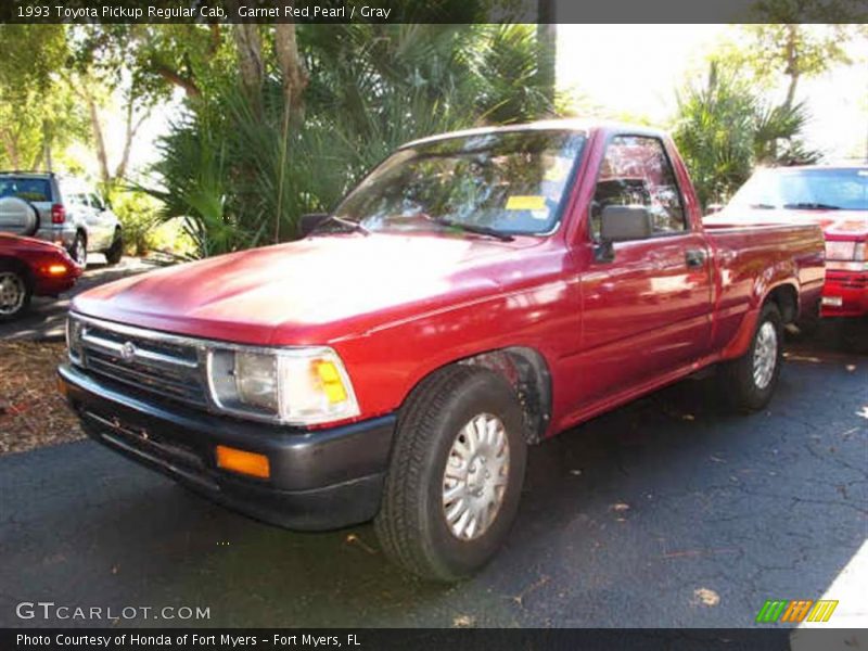 Garnet Red Pearl / Gray 1993 Toyota Pickup Regular Cab