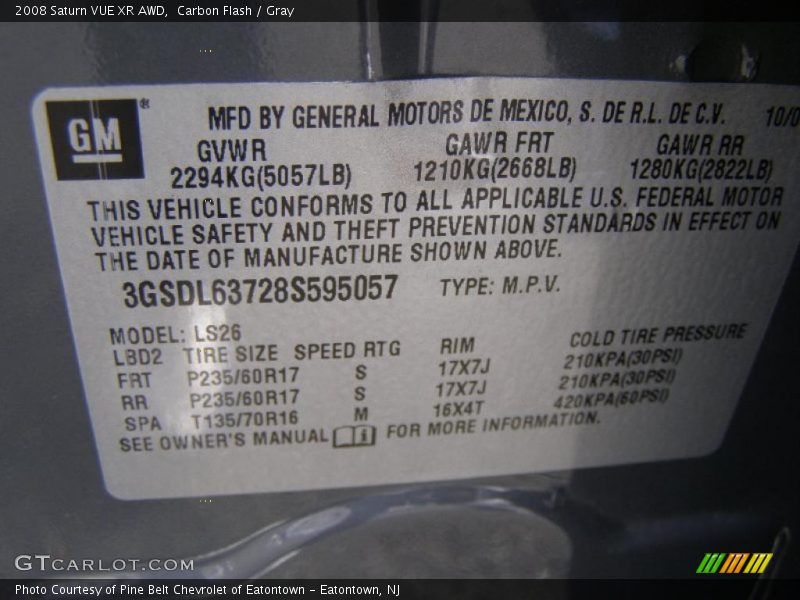 Carbon Flash / Gray 2008 Saturn VUE XR AWD