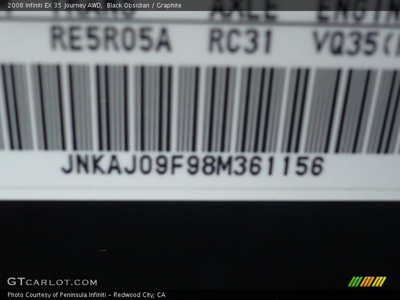 Black Obsidian / Graphite 2008 Infiniti EX 35 Journey AWD
