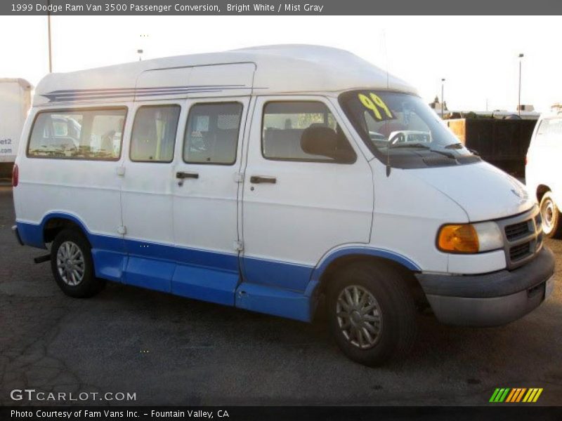 Bright White / Mist Gray 1999 Dodge Ram Van 3500 Passenger Conversion