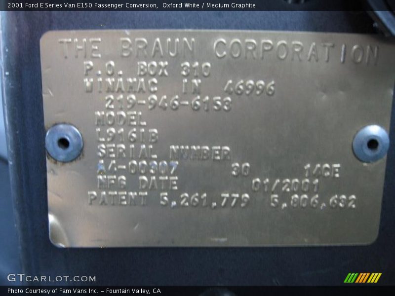 Oxford White / Medium Graphite 2001 Ford E Series Van E150 Passenger Conversion