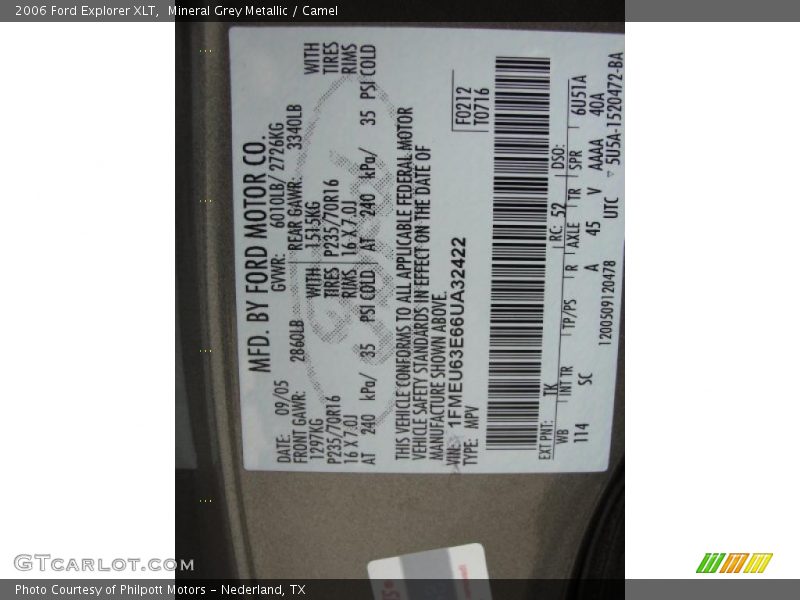 Mineral Grey Metallic / Camel 2006 Ford Explorer XLT