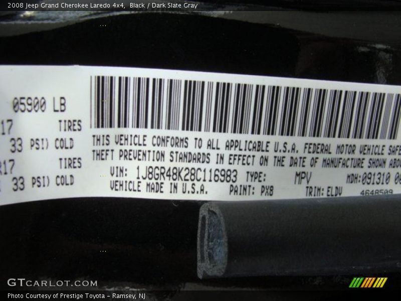 Black / Dark Slate Gray 2008 Jeep Grand Cherokee Laredo 4x4