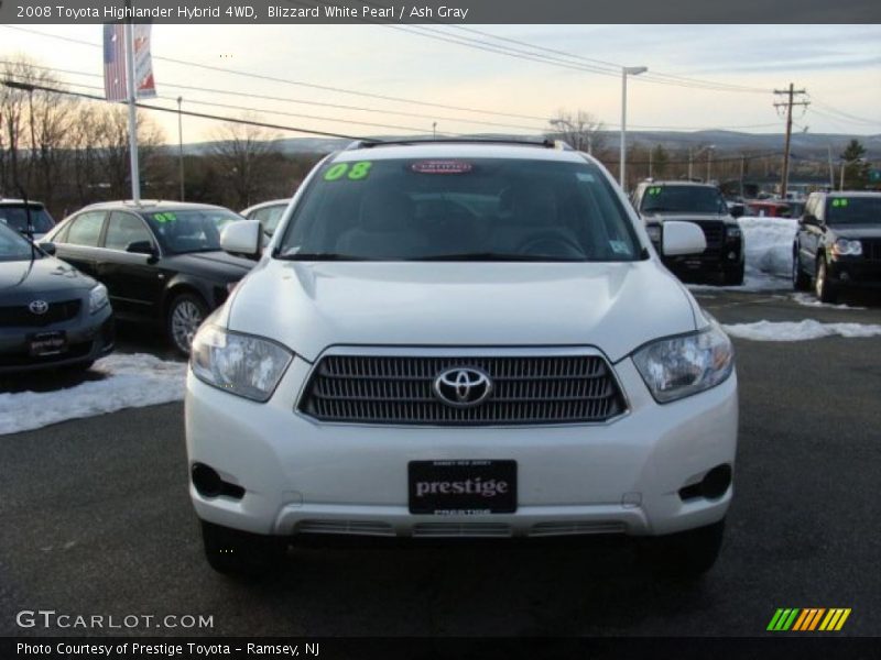 Blizzard White Pearl / Ash Gray 2008 Toyota Highlander Hybrid 4WD