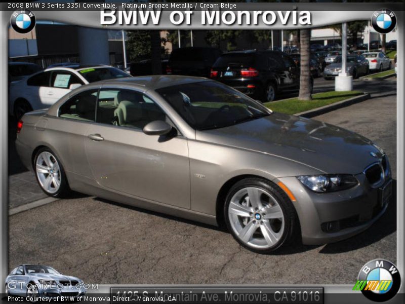 Platinum Bronze Metallic / Cream Beige 2008 BMW 3 Series 335i Convertible