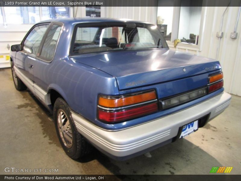 Sapphire Blue / Blue 1989 Pontiac Grand Am LE Coupe