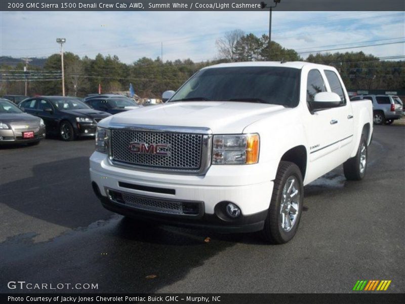 Summit White / Cocoa/Light Cashmere 2009 GMC Sierra 1500 Denali Crew Cab AWD