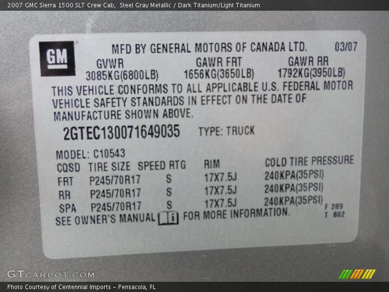 Steel Gray Metallic / Dark Titanium/Light Titanium 2007 GMC Sierra 1500 SLT Crew Cab