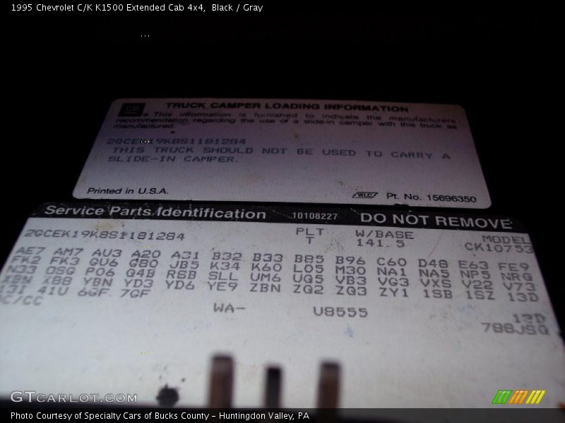 Black / Gray 1995 Chevrolet C/K K1500 Extended Cab 4x4