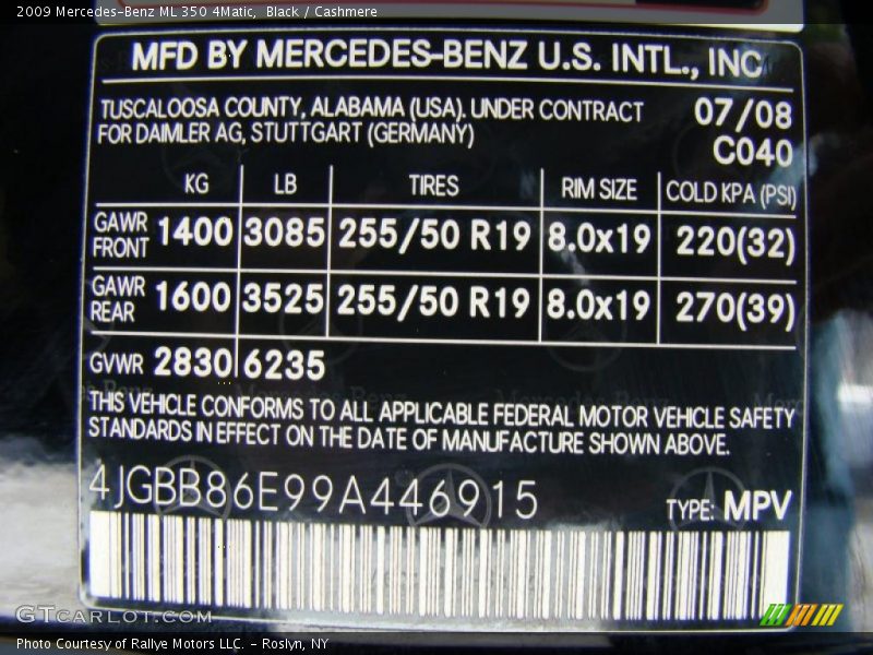 Black / Cashmere 2009 Mercedes-Benz ML 350 4Matic