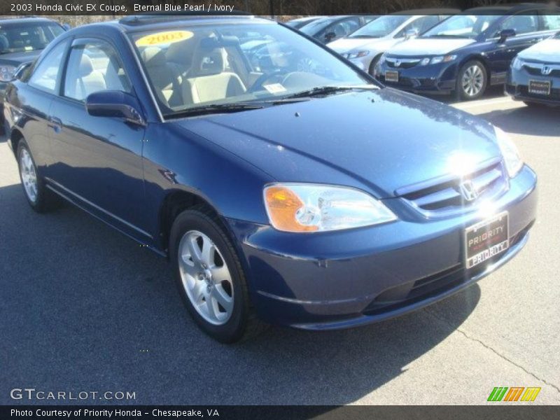 Eternal Blue Pearl / Ivory 2003 Honda Civic EX Coupe