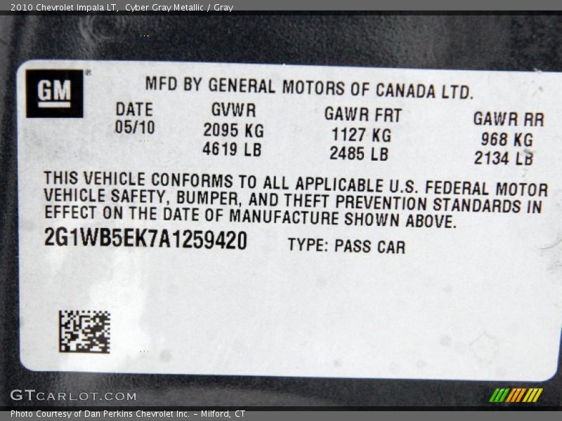 Cyber Gray Metallic / Gray 2010 Chevrolet Impala LT