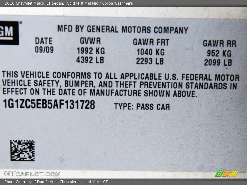 Gold Mist Metallic / Cocoa/Cashmere 2010 Chevrolet Malibu LT Sedan