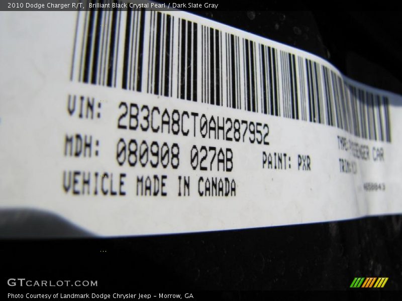 Brilliant Black Crystal Pearl / Dark Slate Gray 2010 Dodge Charger R/T