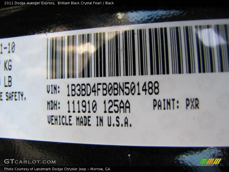 Brilliant Black Crystal Pearl / Black 2011 Dodge Avenger Express