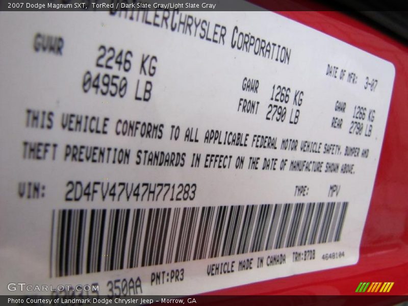 TorRed / Dark Slate Gray/Light Slate Gray 2007 Dodge Magnum SXT