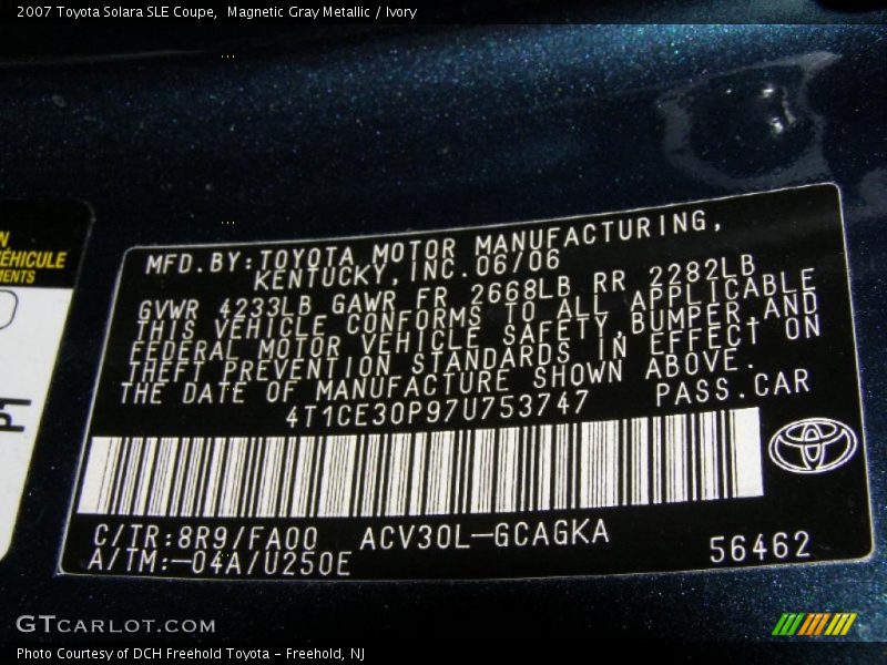 Magnetic Gray Metallic / Ivory 2007 Toyota Solara SLE Coupe