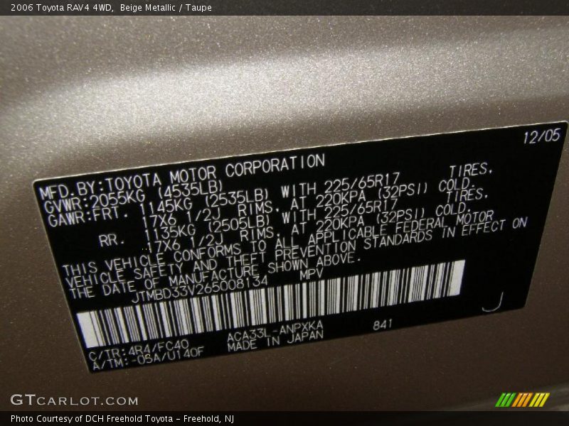 Beige Metallic / Taupe 2006 Toyota RAV4 4WD