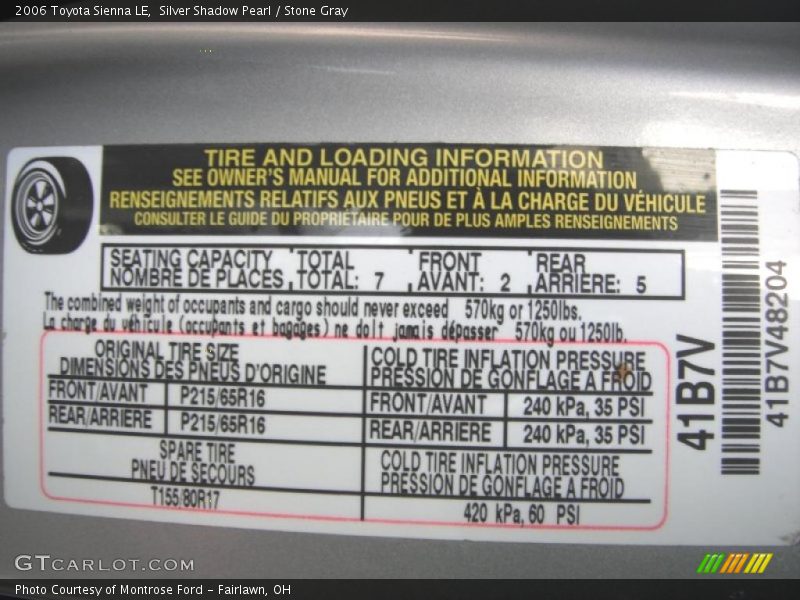 Silver Shadow Pearl / Stone Gray 2006 Toyota Sienna LE