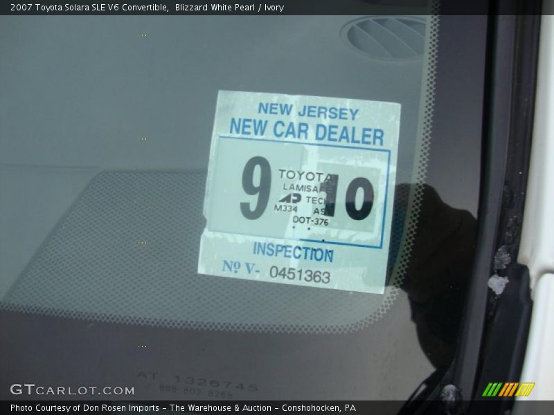 Blizzard White Pearl / Ivory 2007 Toyota Solara SLE V6 Convertible