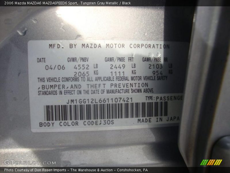 Tungsten Gray Metallic / Black 2006 Mazda MAZDA6 MAZDASPEED6 Sport