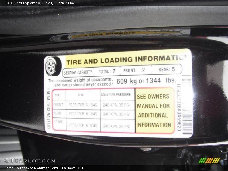 Black / Black 2010 Ford Explorer XLT 4x4