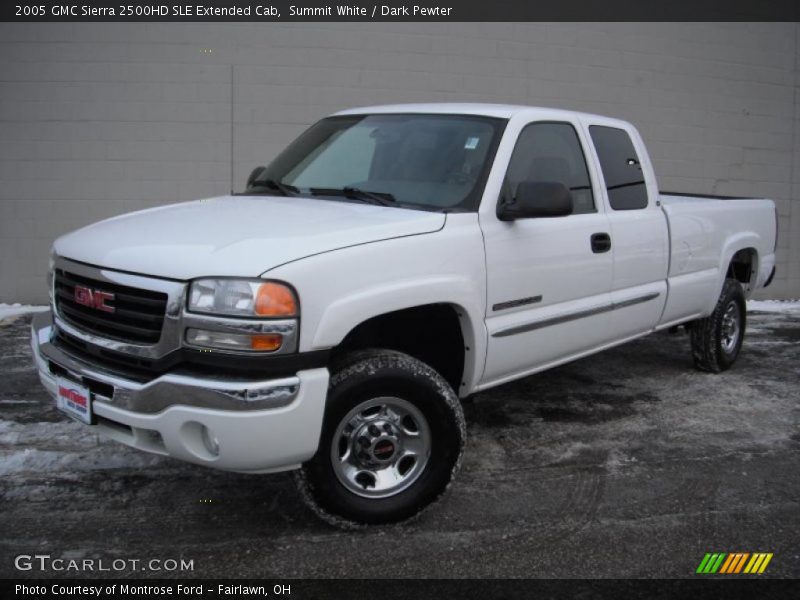Summit White / Dark Pewter 2005 GMC Sierra 2500HD SLE Extended Cab
