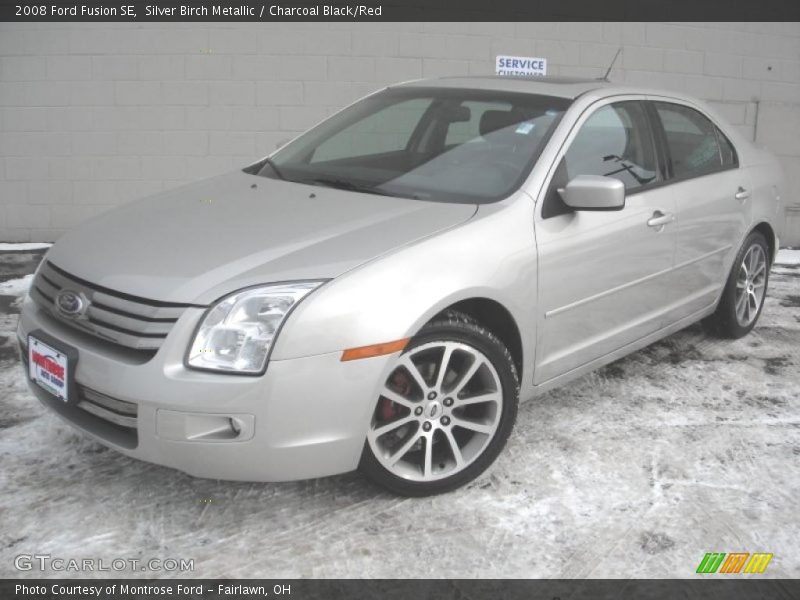 Silver Birch Metallic / Charcoal Black/Red 2008 Ford Fusion SE